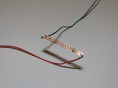 Platine mit aufgelöteten SMD-LEDs für die Displybeleuchtung.